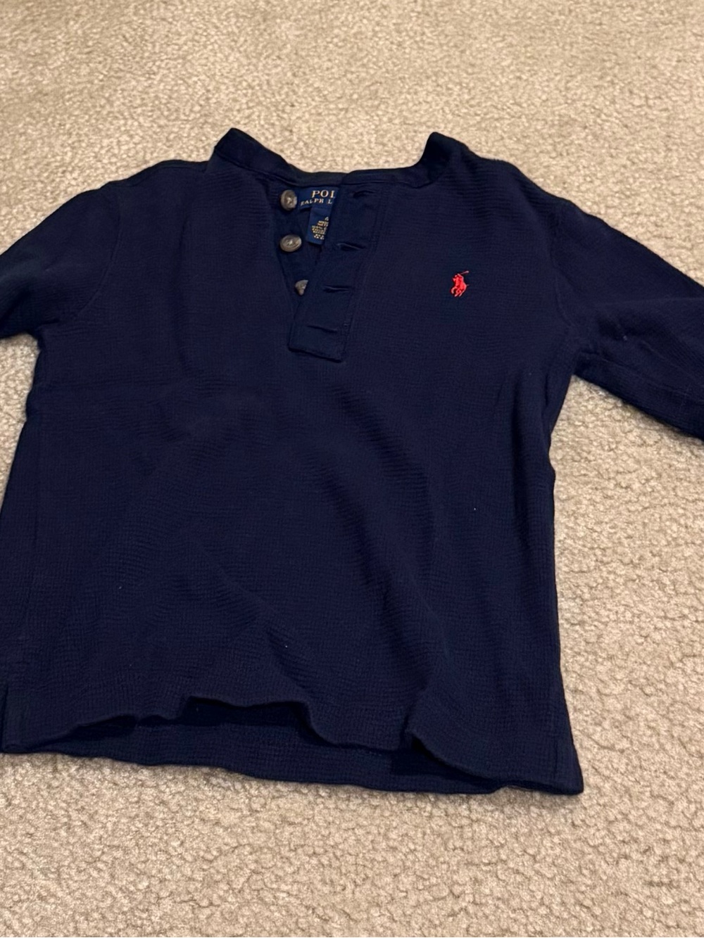 Polo by Ralph Lauren Navy Long-Sleeve Henley with Red Pony - Kids
